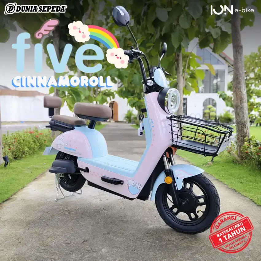 Sepeda Listrik Ion Five Karakter Cinnamoroll Terbaru Garansi Aki 1Thn