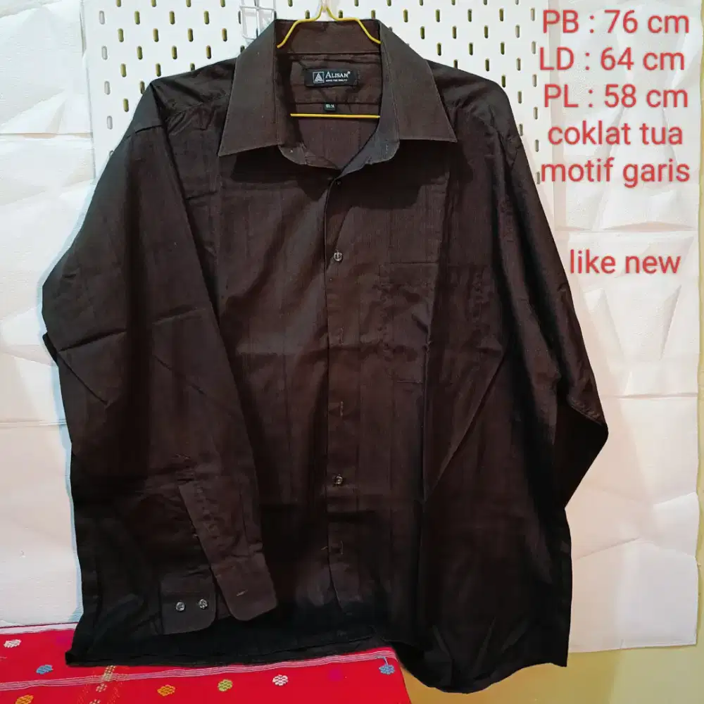 Kemeja big size kemeja jumbo pria coklat merk ALLISAN original