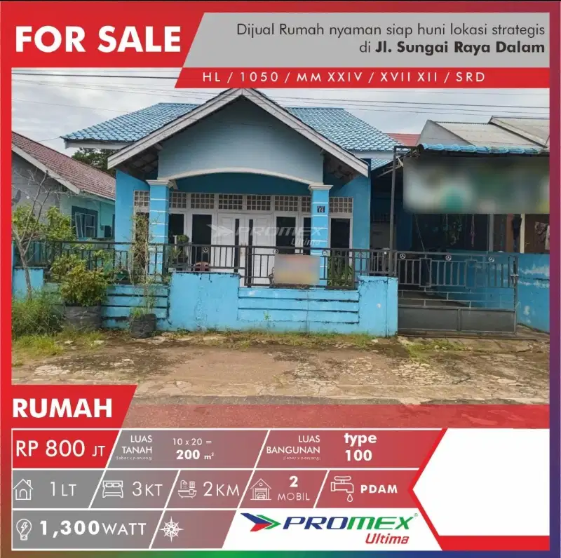 DIJUAL RUMAH SIAP HUNI LOKASI STRATEGIS JL. SUNGAI RAYA DALAM