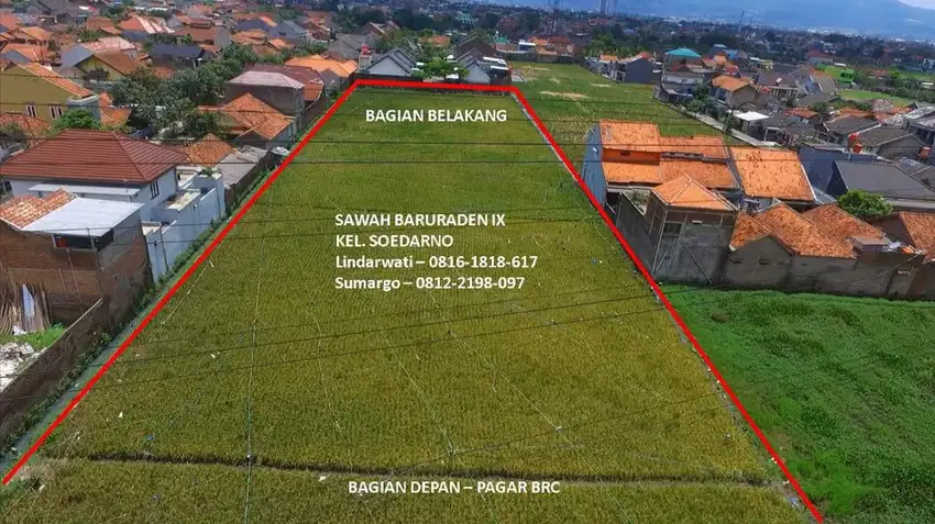 Dijual Tanah Sawah Buah Batu