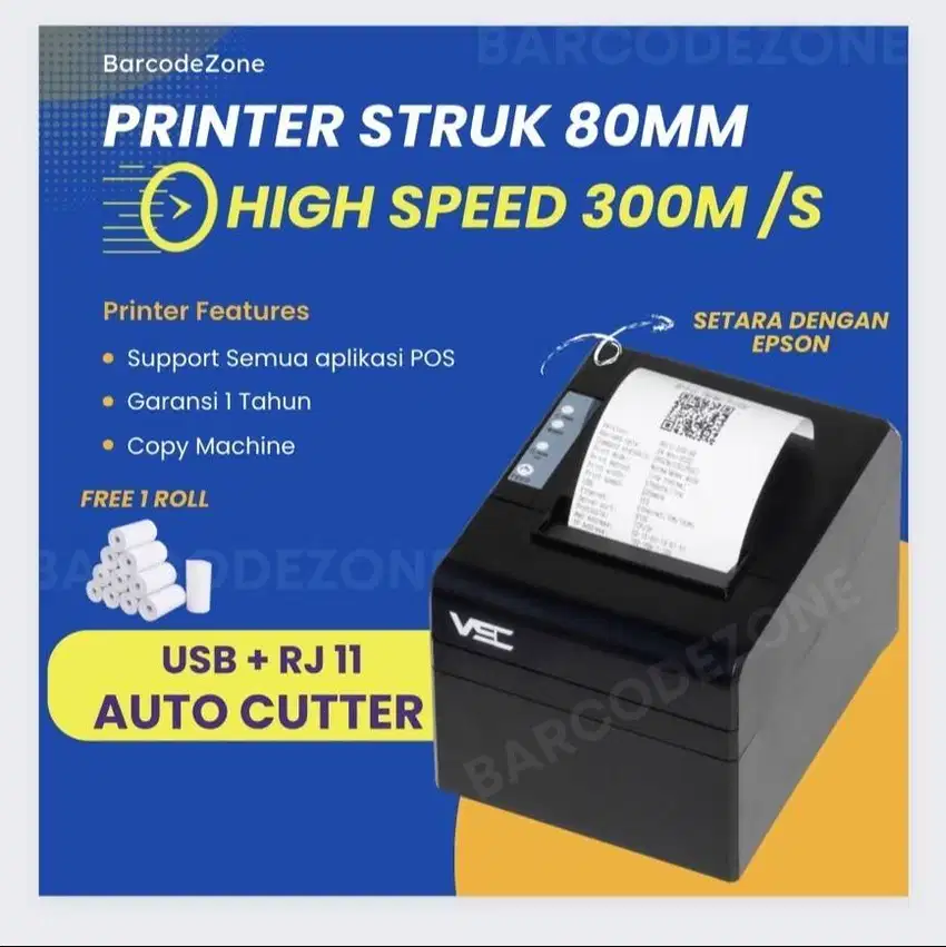 PRINTER THERMAL 80MM VSC TM-82U USB AUTOCUT