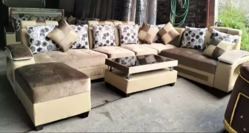 Sofa engkel dua cokelat