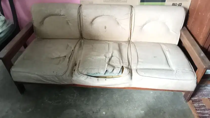 Jual kursi tamu sofa kayu jati tua