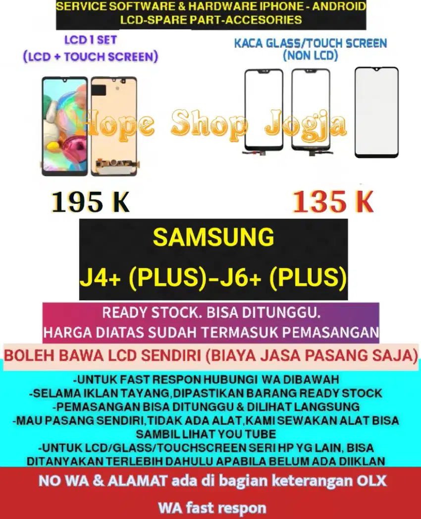 Service HP-Baterai/Touchscreen-LCD SAMSUNG J4+ (PLUS)-J6+ (PLUS)