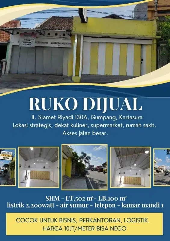 Dijual Ruang usaha kartosuro Solo