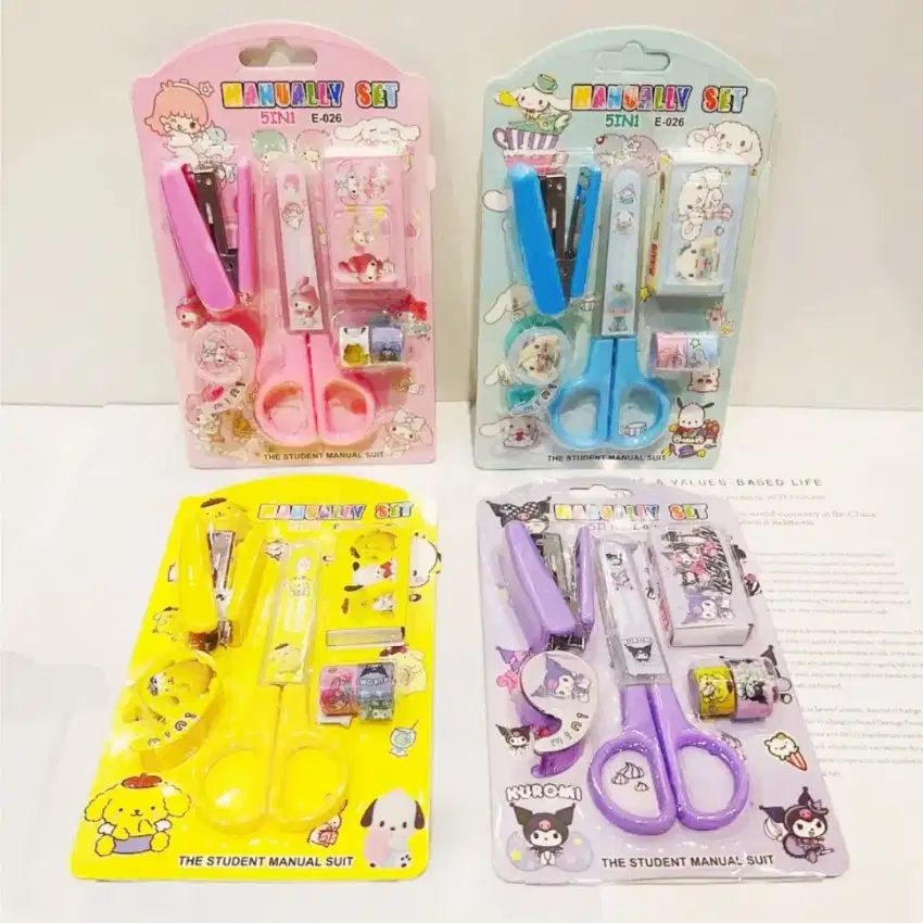 MK611 Set Gunting Stapler Pemotong Selotip Sanrio Sekolah