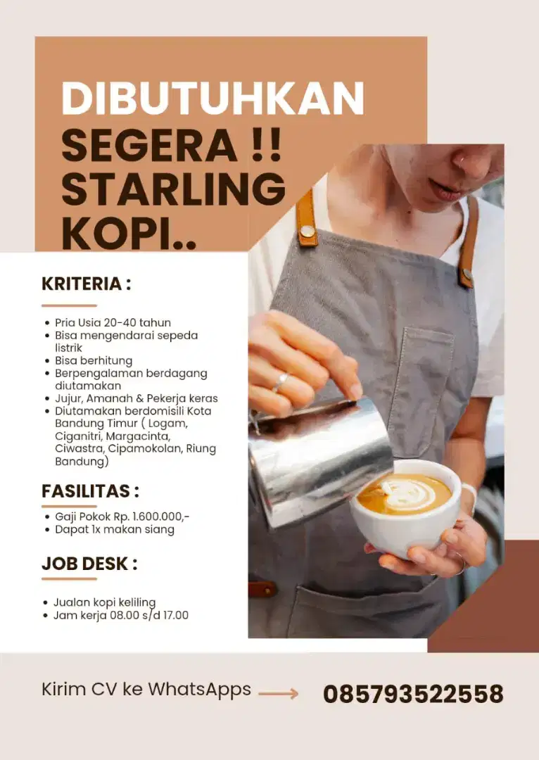 DIBUTUHKAN SEGERA PENJUAL KOPI KELILING