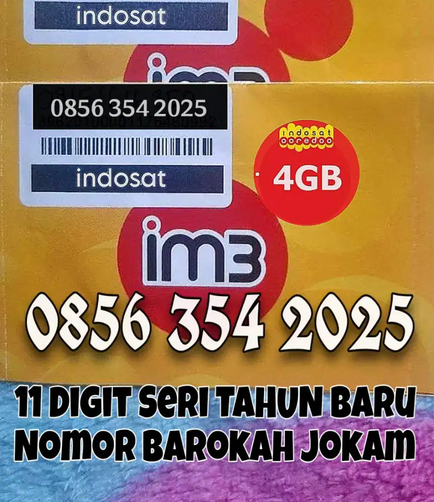 Kartu Perdana Indosat 11 Digit JOKAM seri tahun baru 2025 SEGEL