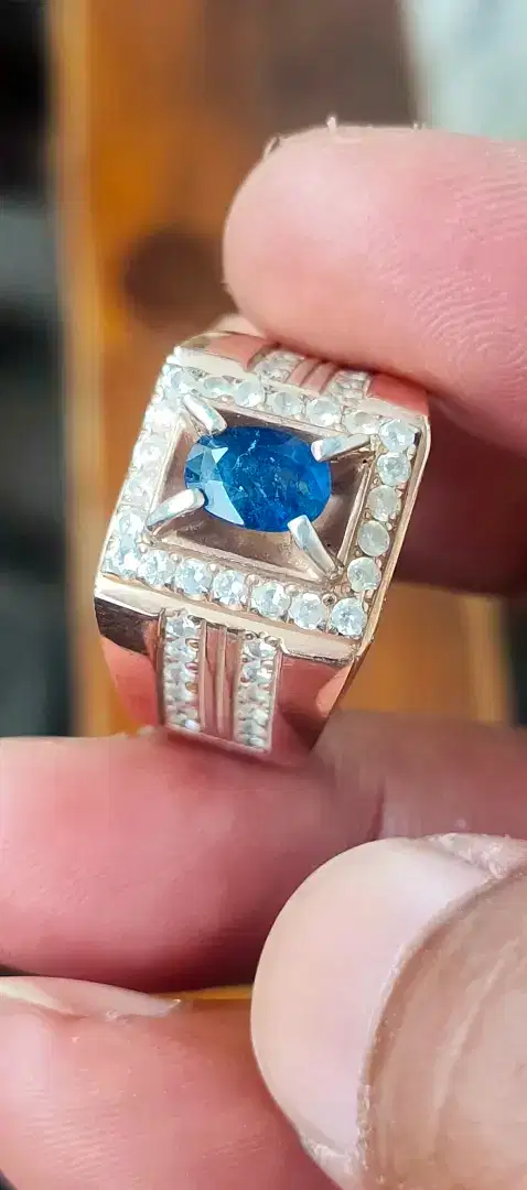 Blue safir Srilangka perak emas swasa