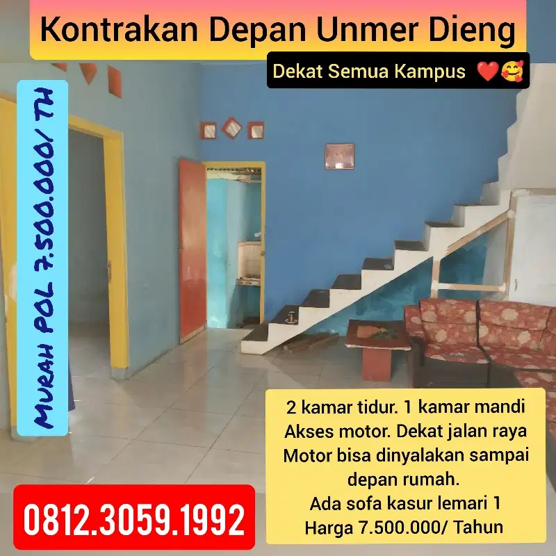 SEWA RUMAH DIENG UNMER MALANG MURAH