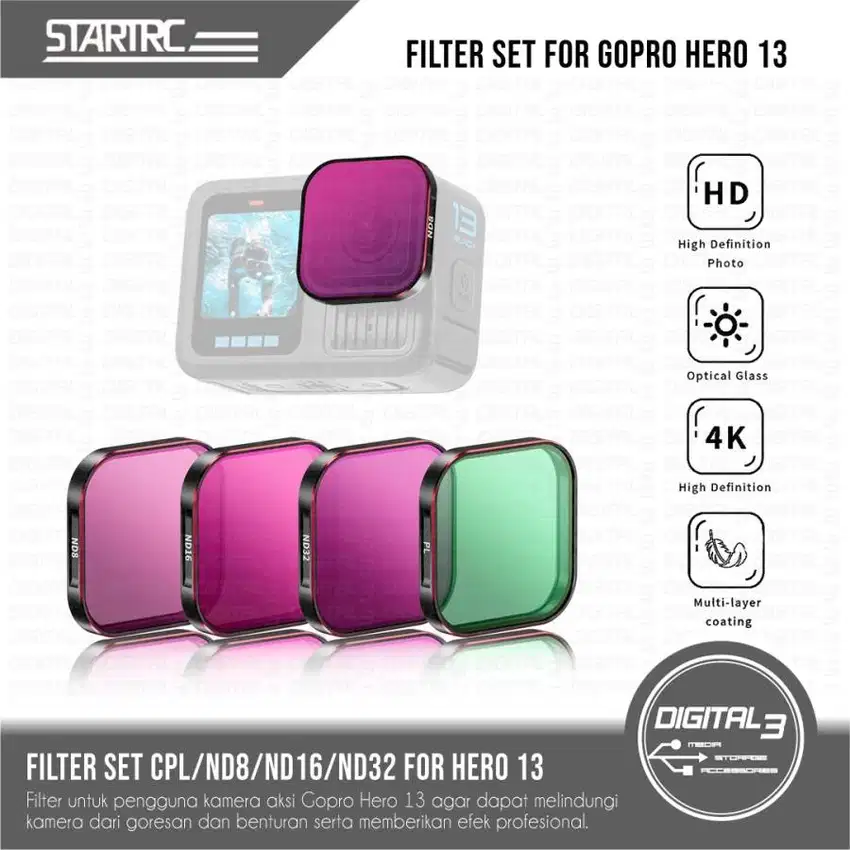 STARTRC Filter SET for Lens Gopro Hero 13 CPL / ND 8 / ND 16 / ND 32