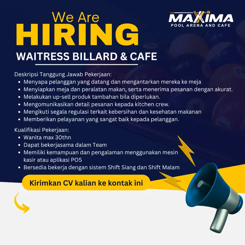 Loker Waitress Maxxima Billiard