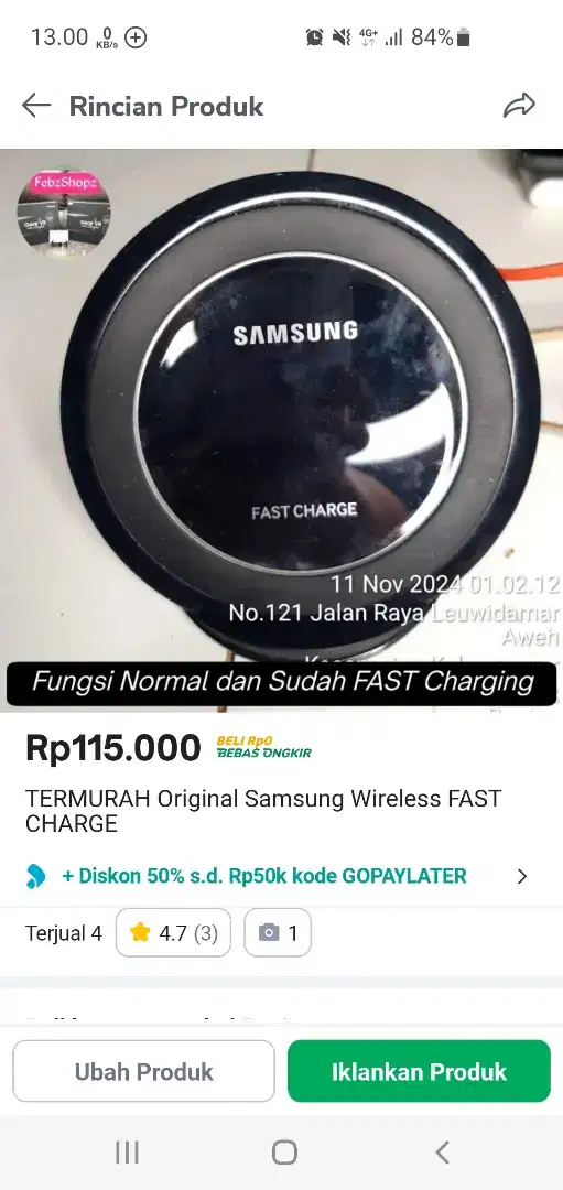 TERLARIS ORIGINAL SAMSUNG WIRELESS STAND FAST CHARGE