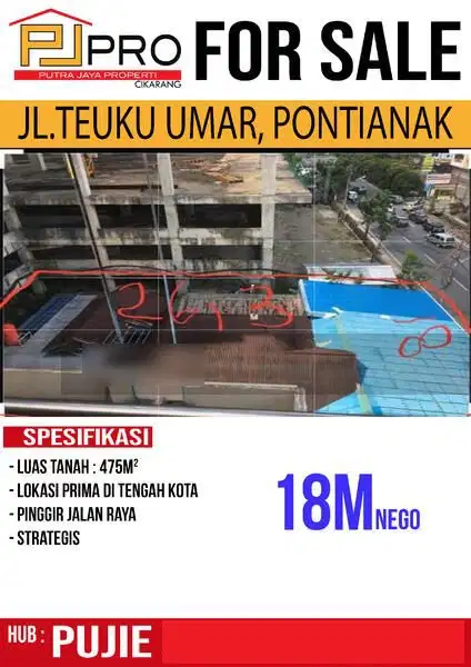 DIJUAL TANAH DI JL.TEUKU UMAR , PONTIANAK