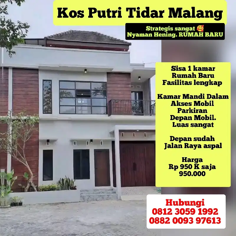 SEWA KOS PUTRI RUMAH BARU MALANG