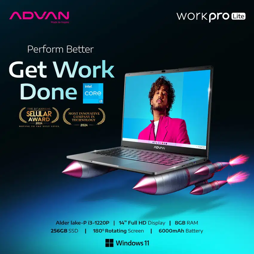 Advan Laptop WORKPRO LITE INTEL i3 Notebook 14” 8GB 256GB