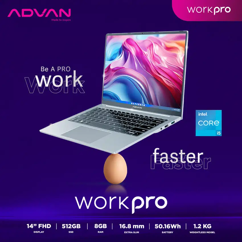 ADVAN Notebook Laptop Workpro Intel i5 1220P 14'' FHD IPS 8GB 512GB W