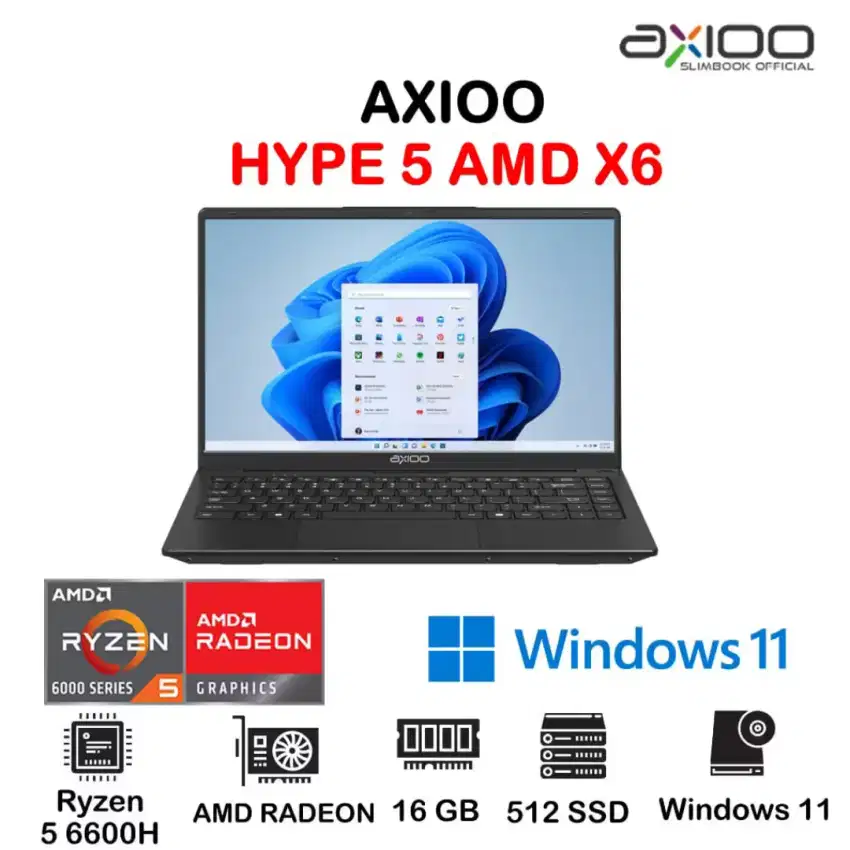 AXIOO HYPE 5 AMD X6 RYZEN 5 6600H 16GB 512SSD W11