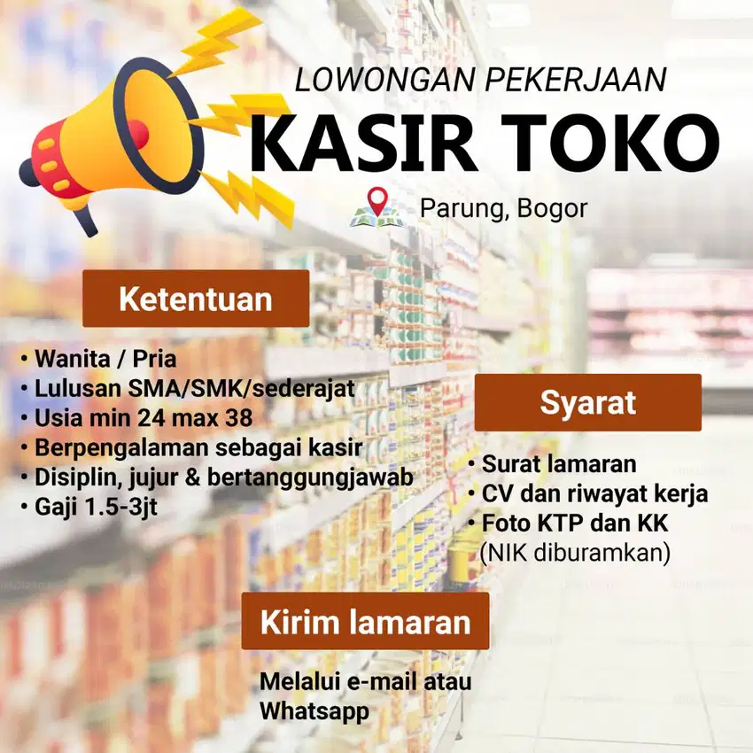 Lowongan Kasir Toko