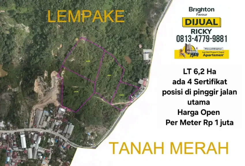 Dijual Tanah lokasi Strategis Di pinggir Jalan Utama