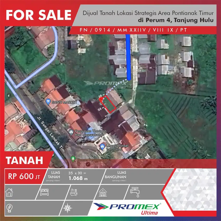 Dijual Tanah Lokasi Strategis Area Pontianak Timur