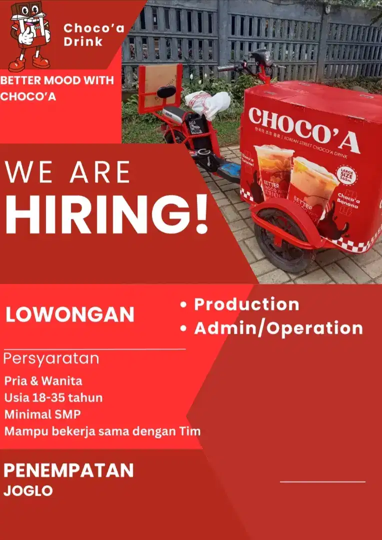 Open Recruitment Chocoa Production & Operatiin/Admin Team