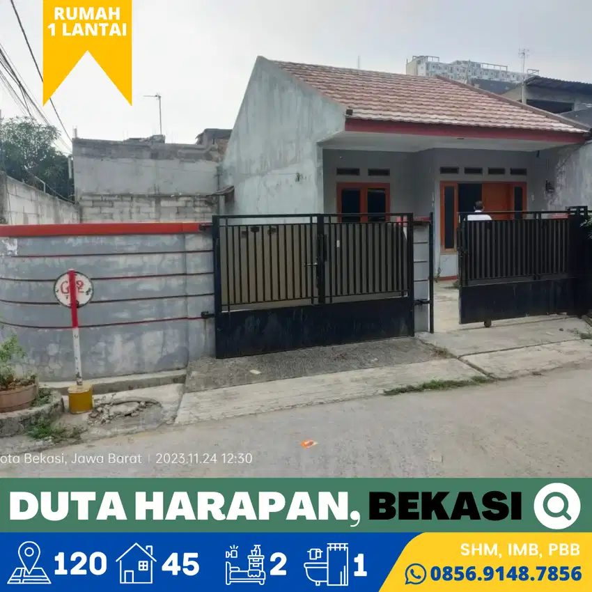 Rumah dijual Murah Hook, Luas, Telaga Mas, Duta 5 Menit Stasiun Bekasi