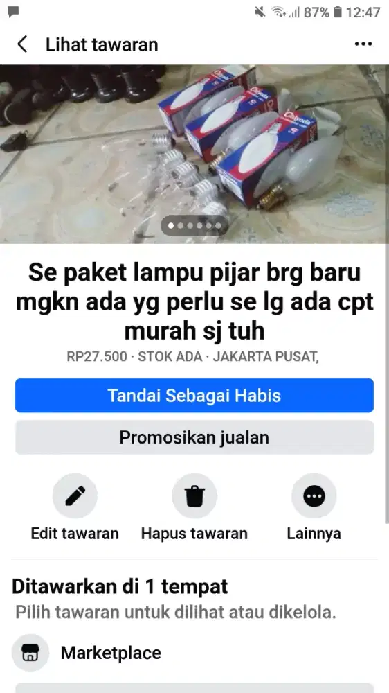Se paket lampu2 brg baru hrg murah se lg ada cpt mgkn Perlu