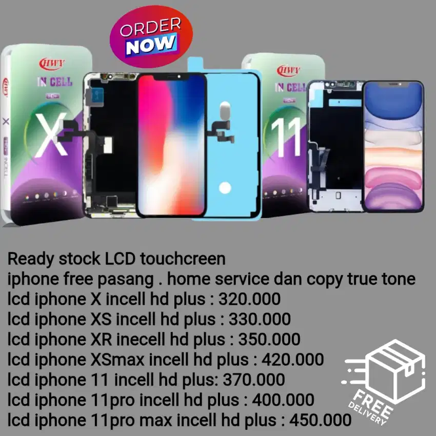 lcd iphone new free pasang dan home service