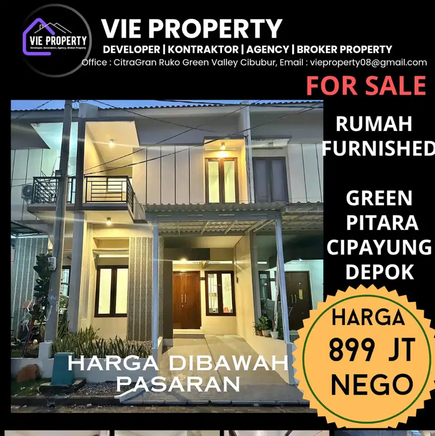 JUAL CEPAT RUMAH GREEN PITARA CIPAYUNG DEPOK FURNISHED