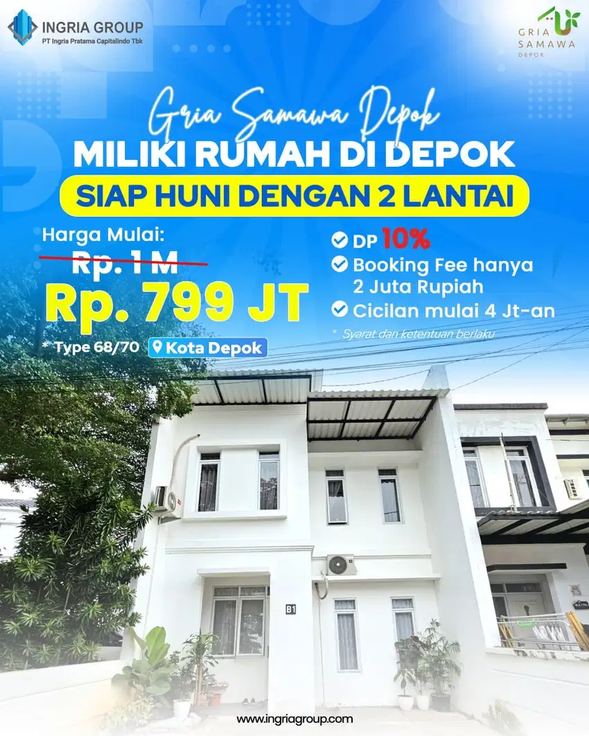 Rumah 2 Lt modern di sawangan Bojongsari dekat RSUD Kota Depok sdh shm