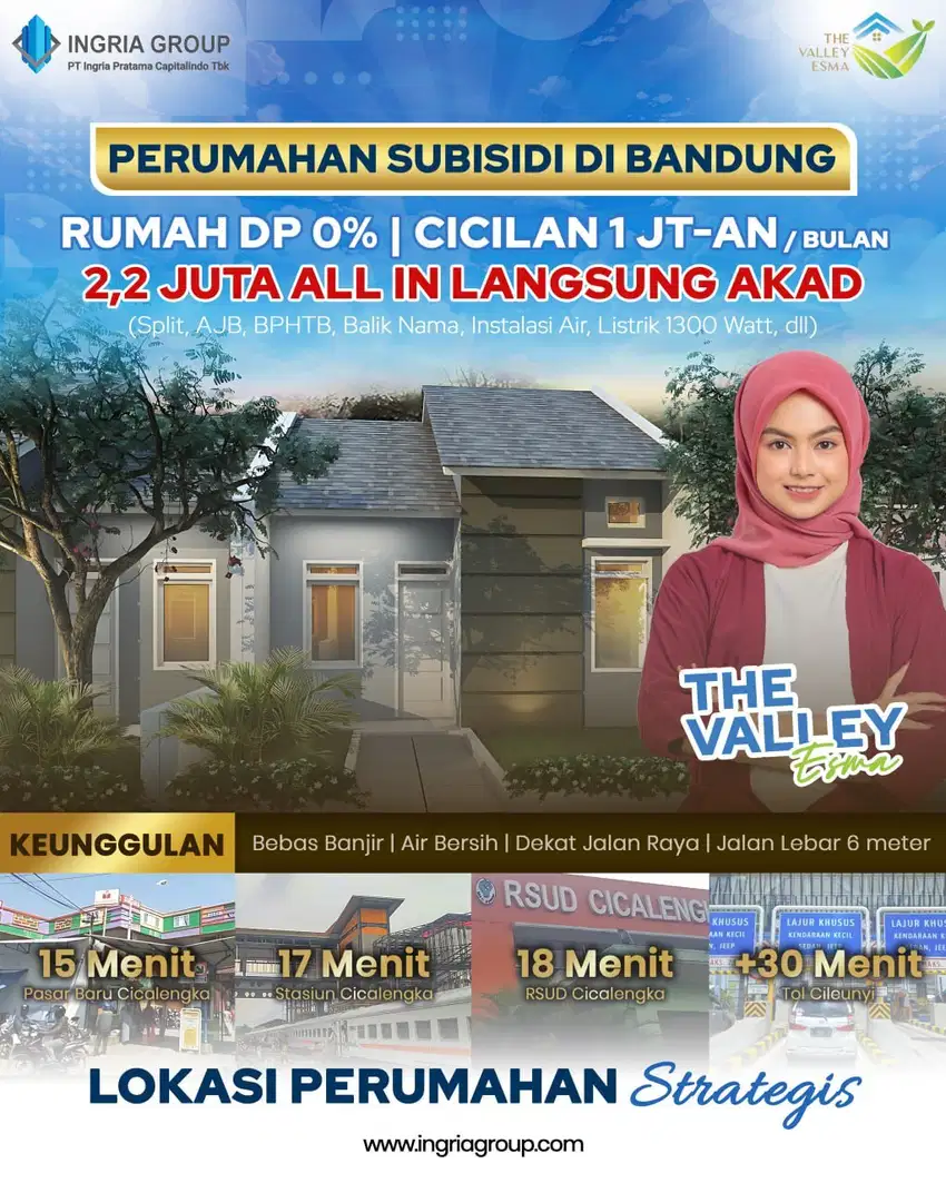 Ready stock Rumah Subsidi di bandung Cicilan 1 jutaan dkt jatinangor