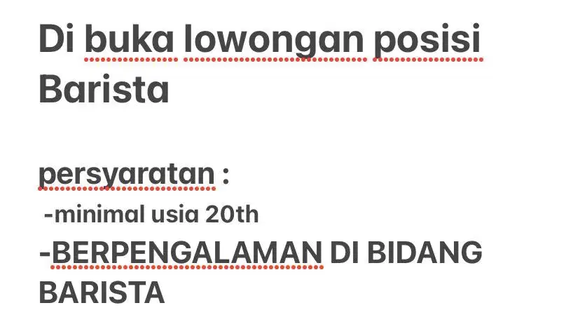 di buka lowongan barista PIK