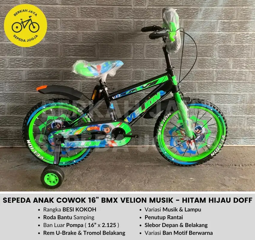 BARU Sepeda Anak Cowok Ukuran 16” inch BMX Velion Musik & Lampu MURAH