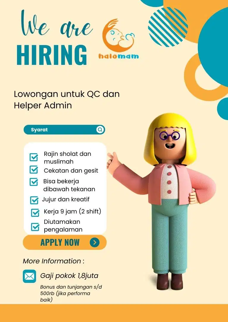 Lowongan QC dan Helper Admin