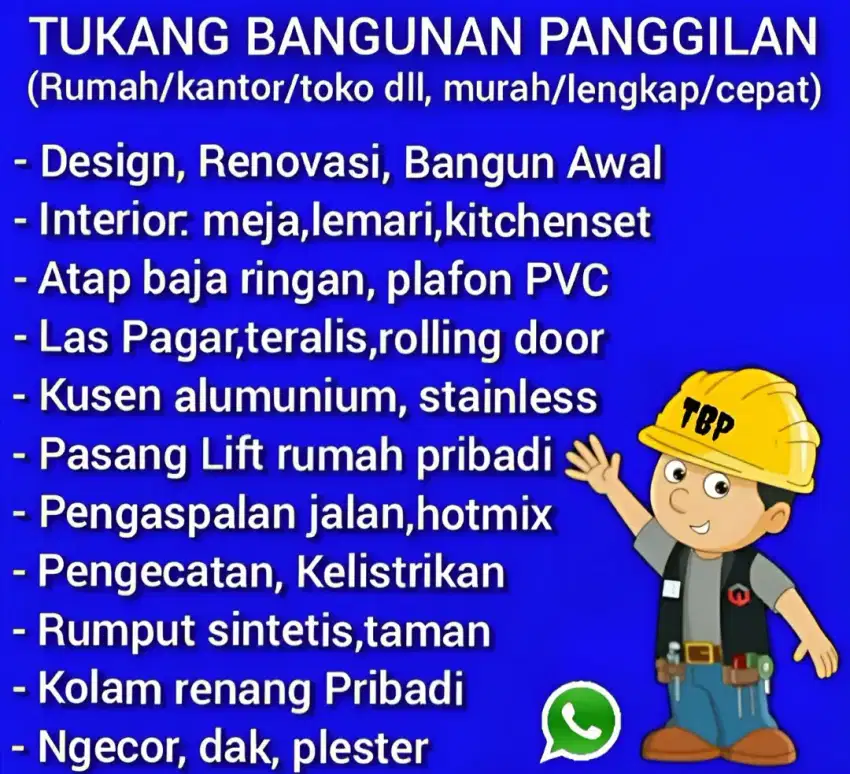 Tukang bangunan panggilan termurah,terlengkap,design,bangun,renov,atap