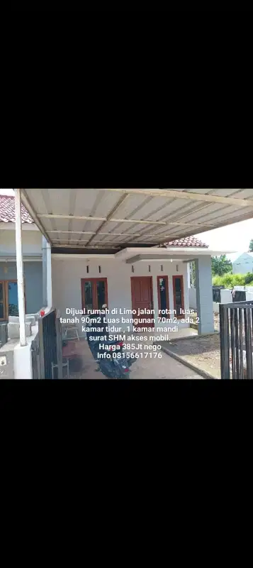 Jual Murah Rumah jl rotan Limo  luas 99m2