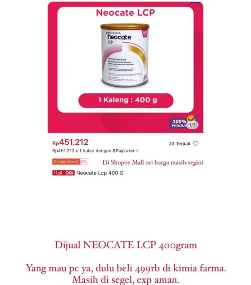 Neocate lcp 0-12 400gr