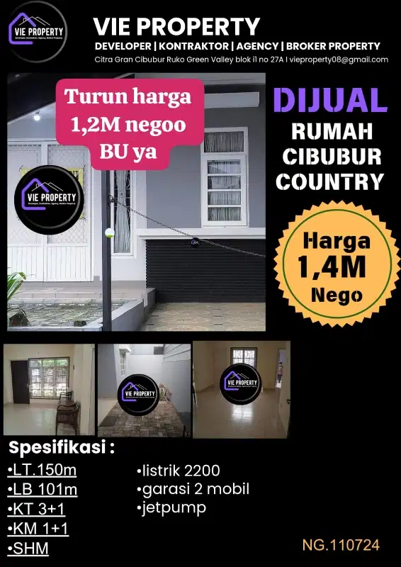 DIJUAL CEPAT RUMAH MURAH DI CIBUBUR