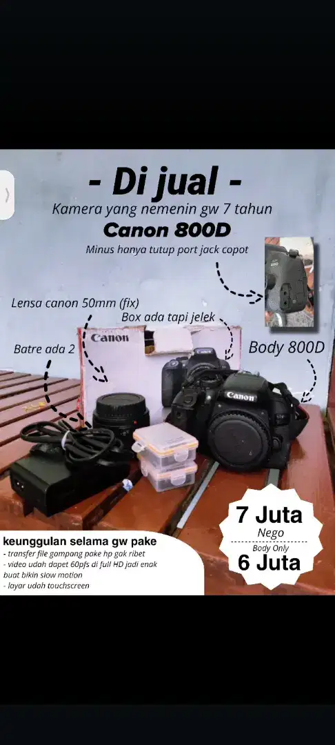 Kamera DSLR 800D Full Set