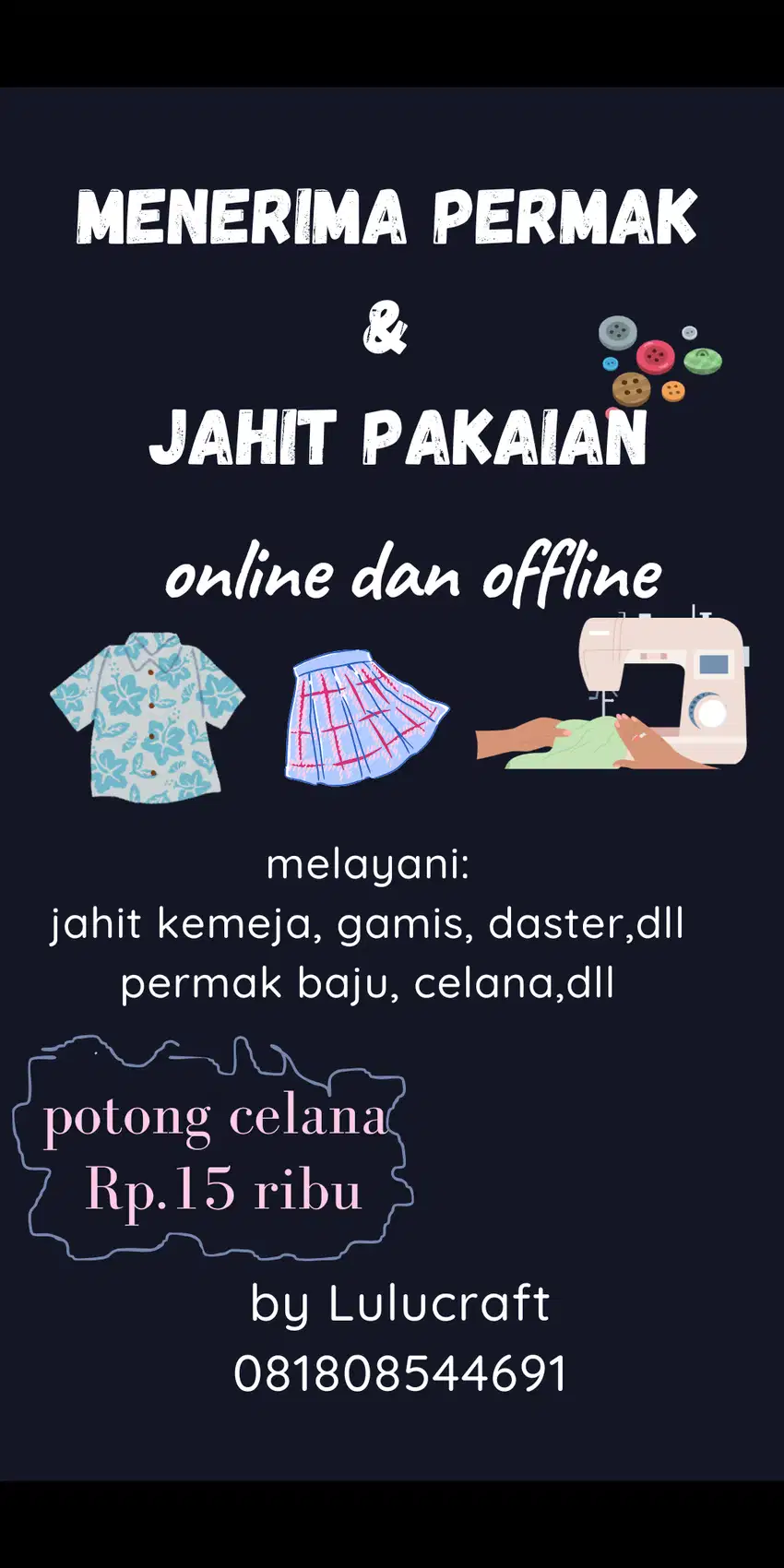 Menerima jasa jahit baju