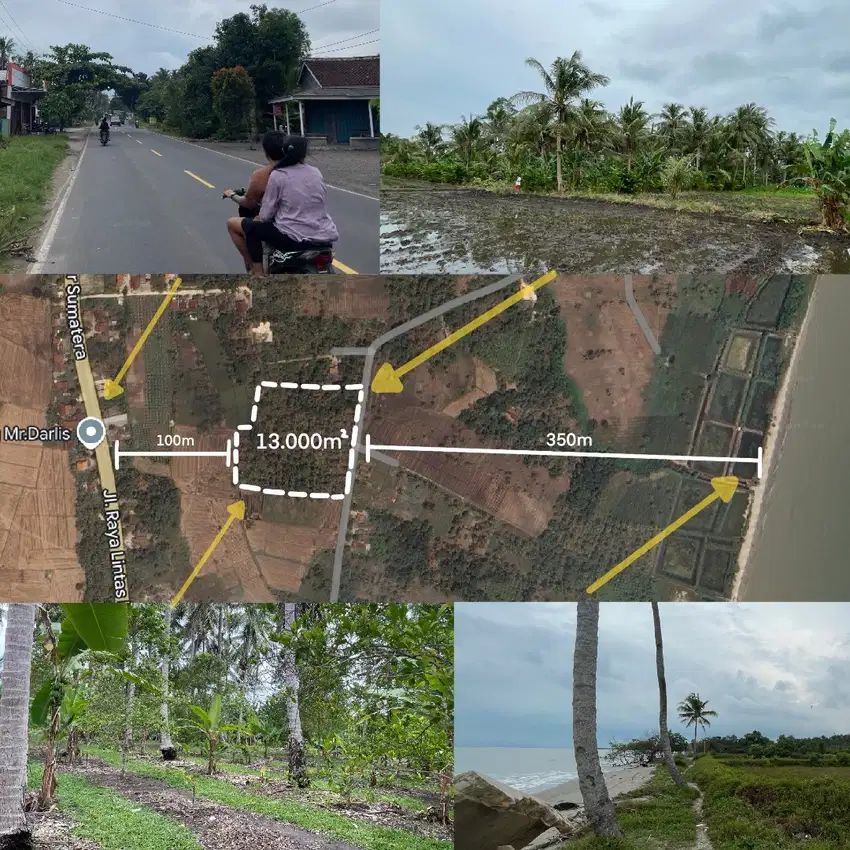 Tanah dekat dengan pelabuhan bakauheni, jalan lintas timur dan pantai