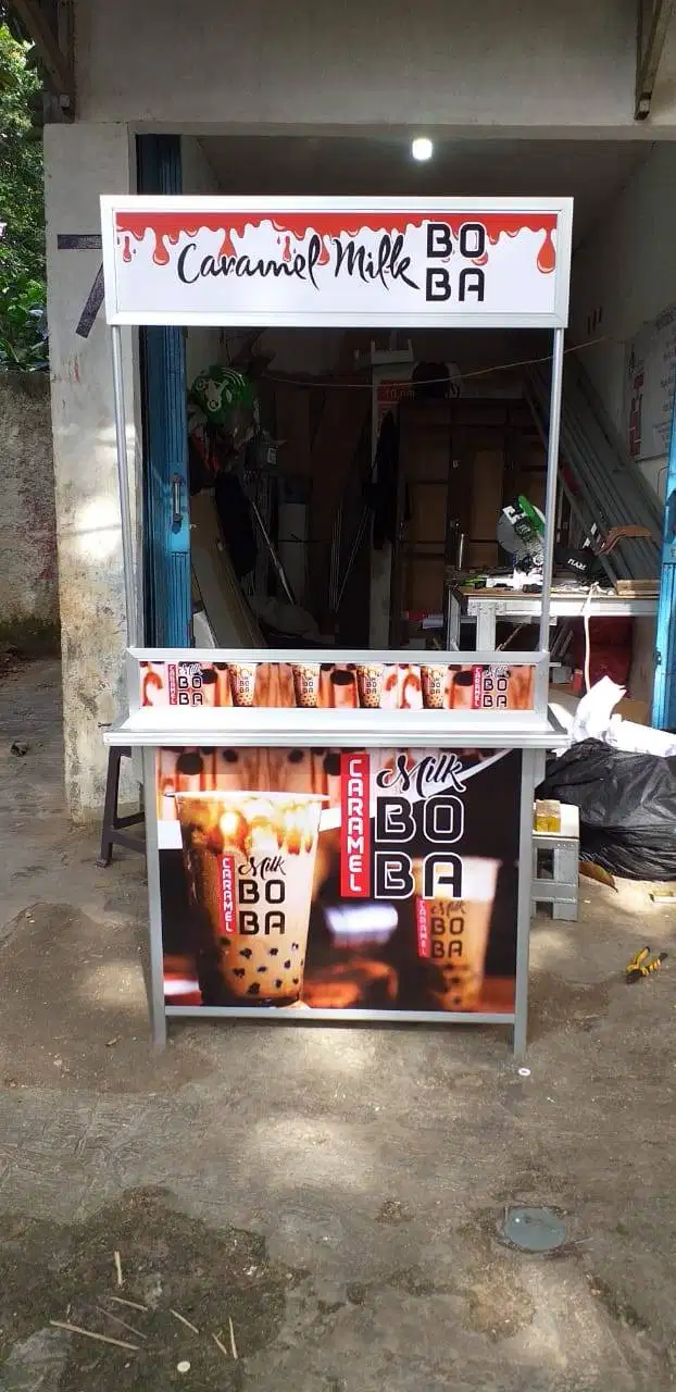 booth portable atau meja lipat aluminium