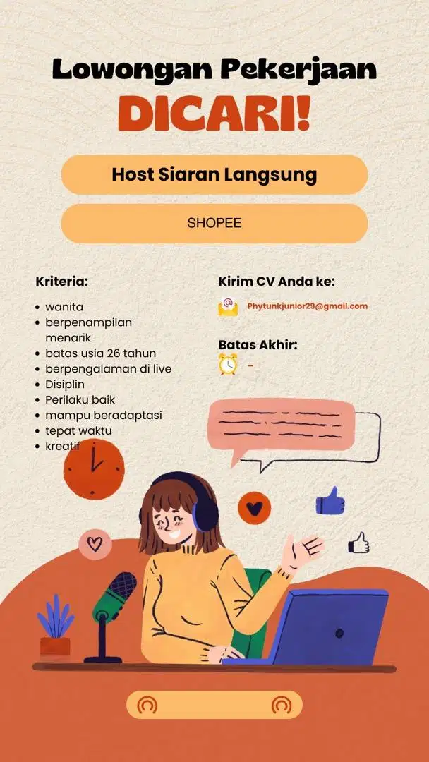 DIBUTUHKAN HOST LIVE ONLINESHOP