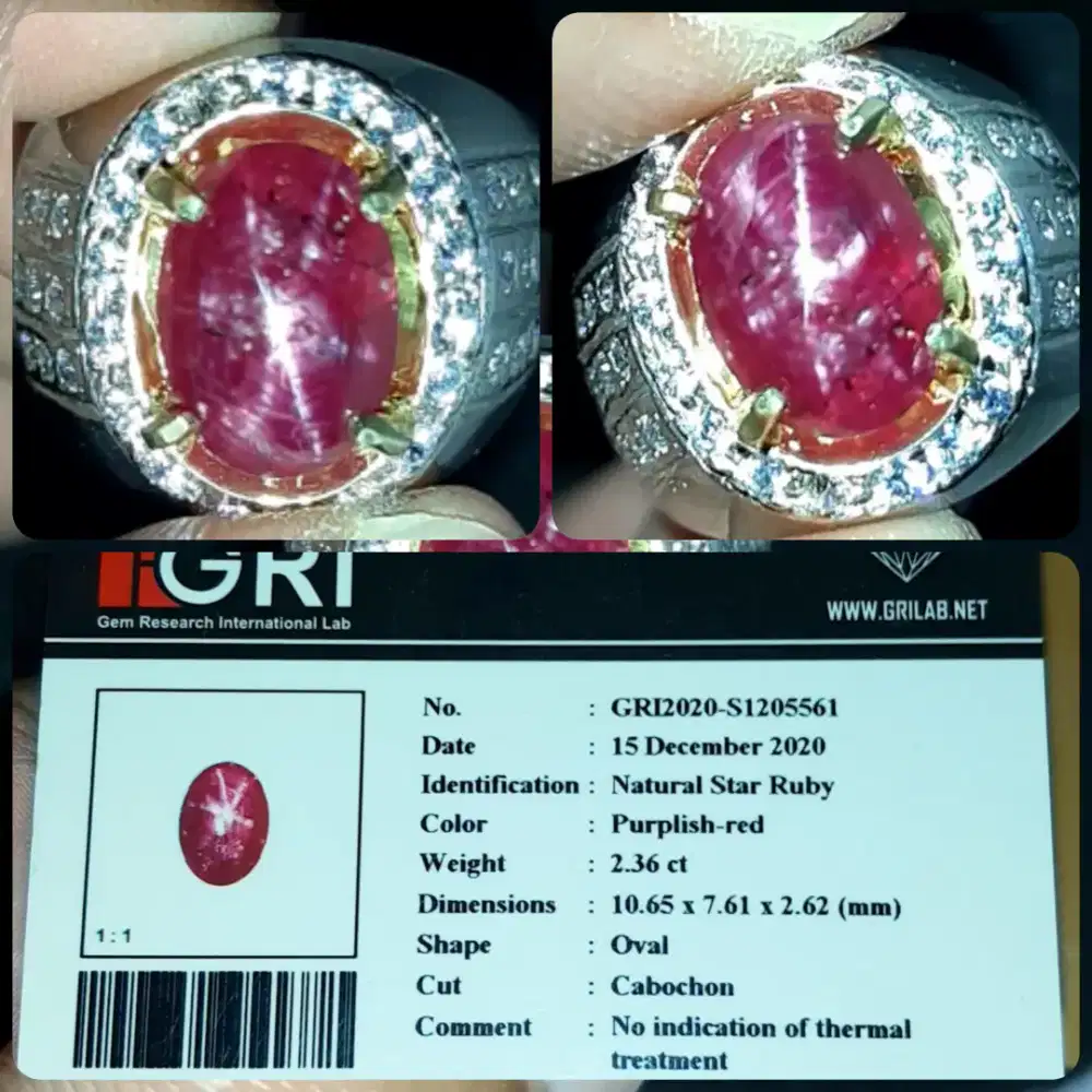 STAR RUBY NO HEATED 2.36CARAT