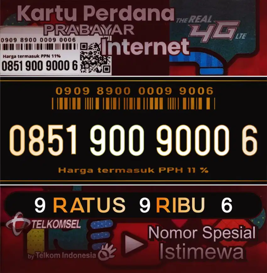 nomor cantik telkomsel istimewa prabayar edisi 9 ratus 9 ribu enam