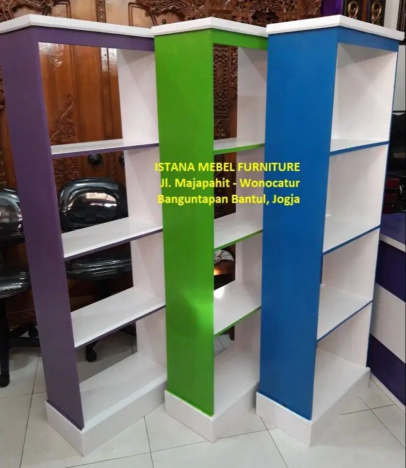 Lemari Almari Rak Buku Sepatu Kost Kotak Sekat Susun Tingkat Kayu (gpg