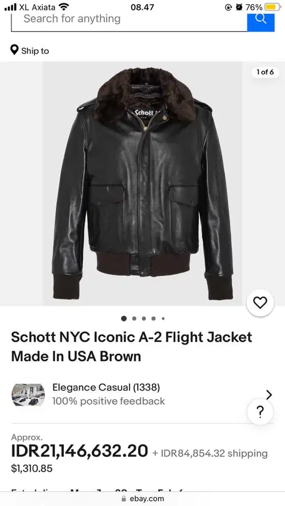 SCHOTT A-2 Naked Cowhide Leather Flight Jacket