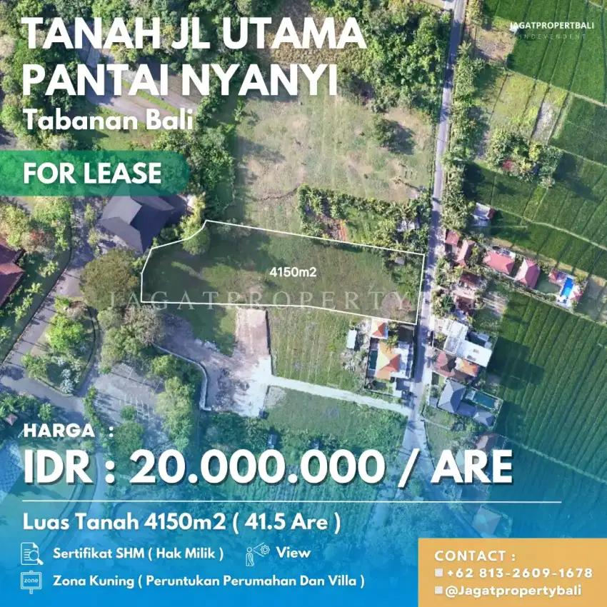 Dijual Tanah Strategis Lokasi Pinggir Jalan Pantai Nyanyi Tabanan