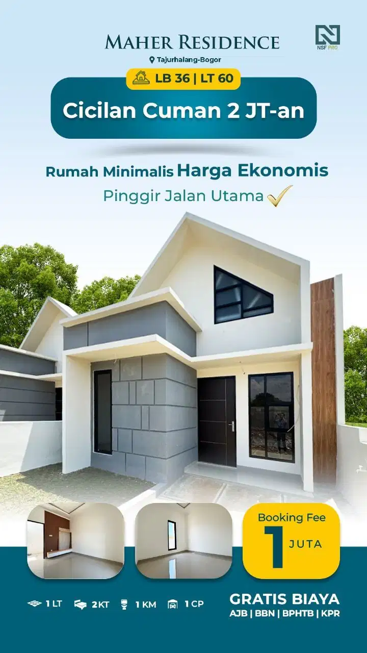 Rumah Minimalis Tanpa DP cuma 15 Menit ke Stasiun Bojong Gede